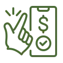 Green Icon of a Finger Snapping next to the Dollar Symbol