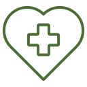 Green Icon of Heart with Plus Symbol